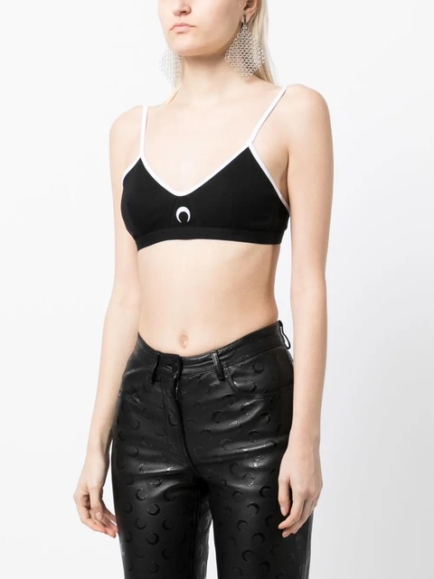 Marine Serre embroidered-logo sports bra - Black - zdjęcie produktu nr 2