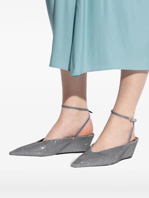 Tory Burch 50mm pavé-embellished wedge-heel pumps - Silver - zdjęcie produktu nr 2