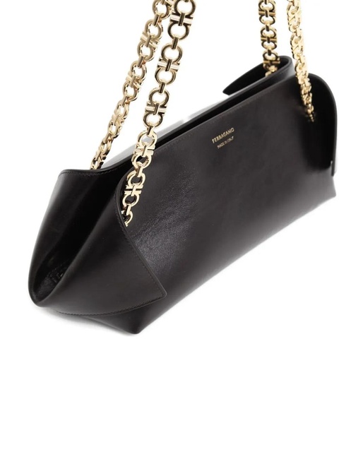 Ferragamo small Folded chain-link flap shoulder bag - Black - zdjęcie produktu nr 1