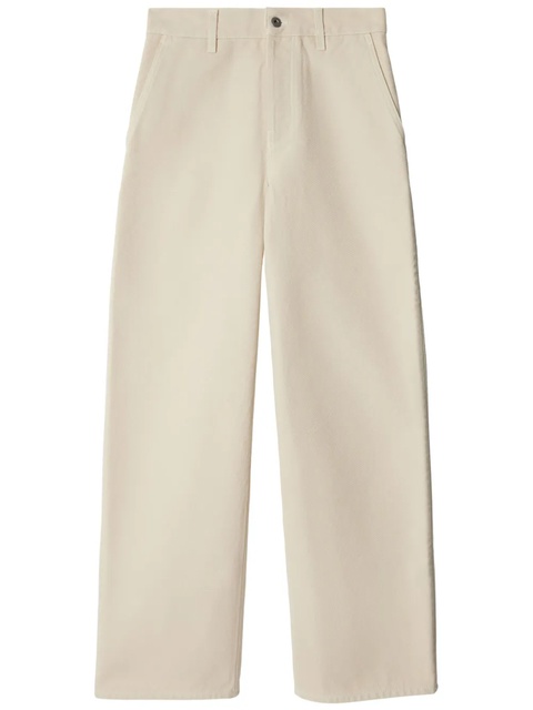 Burberry logo embroidered straight-leg trousers - Neutrals - zdjęcie produktu nr 1