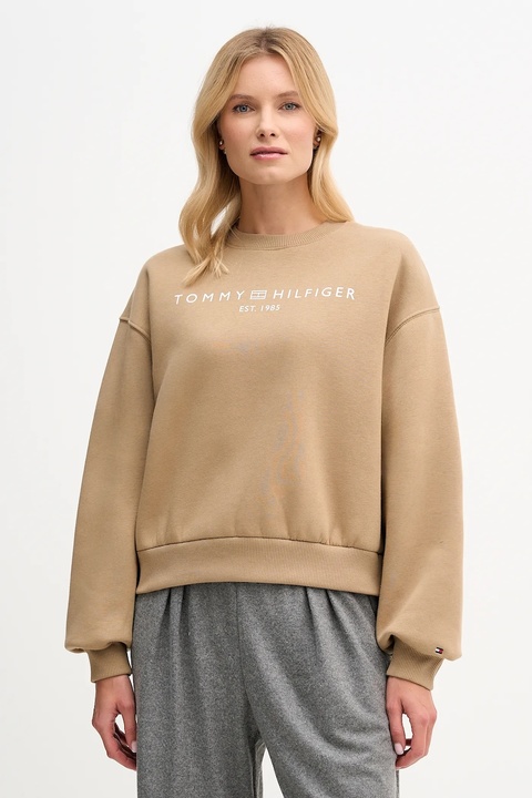 Tommy Hilfiger bluza damska kolor beżowy z nadrukiem WW0WW47831 - zdjęcie produktu nr 1
