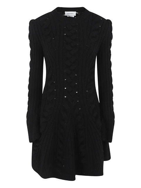 Alexander McQueen cable-knit open-work dress - Black - zdjęcie produktu nr 2