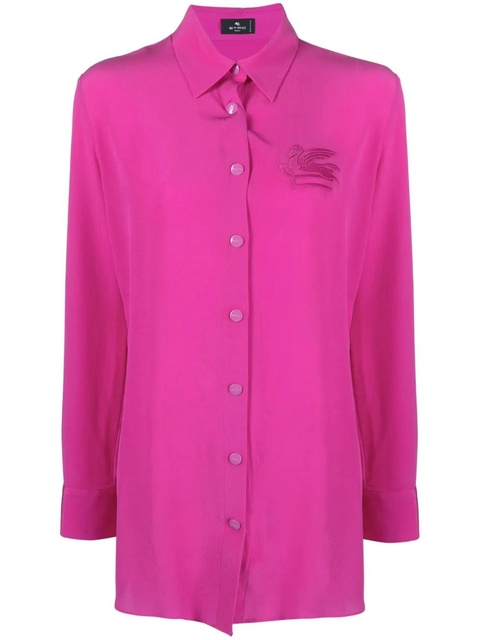 ETRO Pegaso-appliqué silk shirt - Pink - zdjęcie produktu nr 1