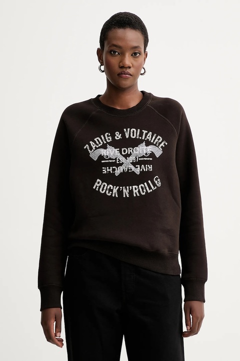 ZADIG&VOLTAIRE bluza damska kolor brązowy z nadrukiem JWSS01661 - zdjęcie produktu nr 1