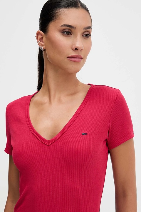 Tommy Jeans t-shirt damski kolor różowy DW0DW17385 - zdjęcie produktu nr 1