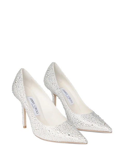 Jimmy Choo 100mm Love crystal-embellished pointed pumps - Silver - zdjęcie produktu nr 2