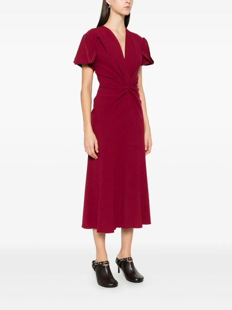 Victoria Beckham gathered V-neck midi dress - zdjęcie produktu nr 2