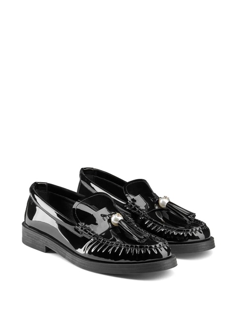 Jimmy Choo Addie pearl-embellished leather loafers - Black - zdjęcie produktu nr 1