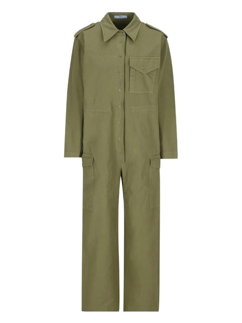 Prada flap-pocket button jumpsuit - Green - zdjęcie produktu nr 1