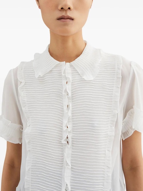 Jil Sander ruffled silk shirt - White - zdjęcie produktu nr 2