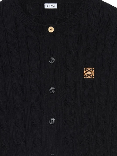 LOEWE cable-knit logo-embroidered cardigan - Black - zdjęcie produktu nr 2