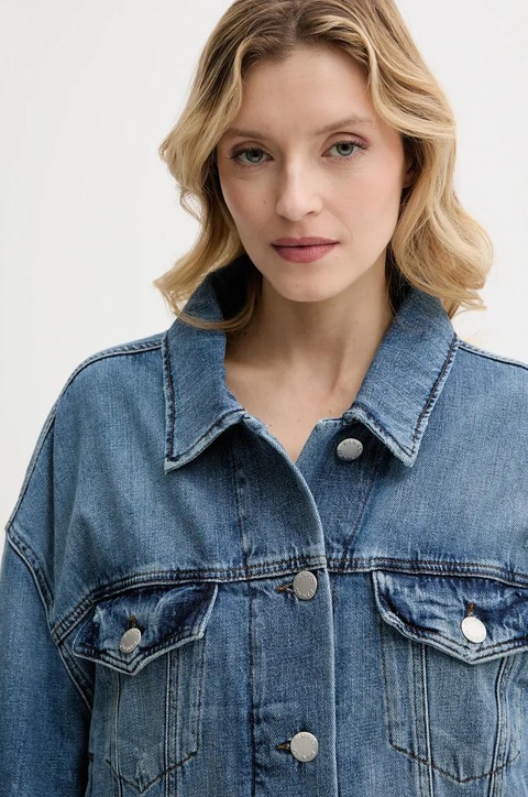 Pinko kurtka jeansowa kolor niebieski przejściowa oversize 104644 A2E1 - zdjęcie produktu nr 2