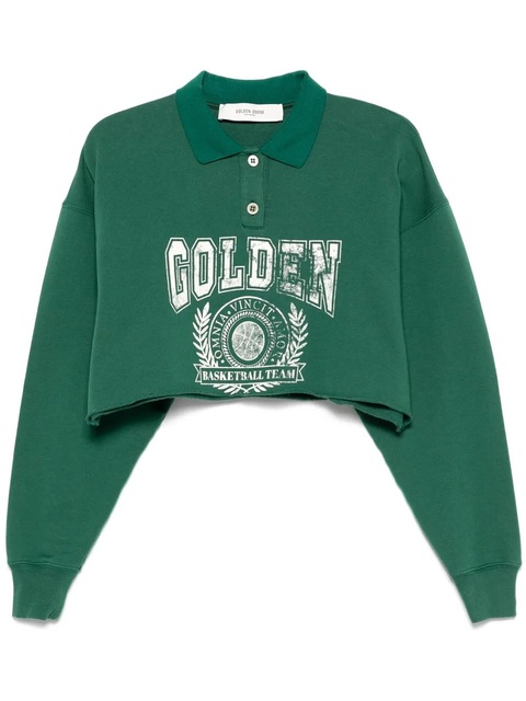 Golden Goose printed cropped polo top - Green - zdjęcie produktu nr 1