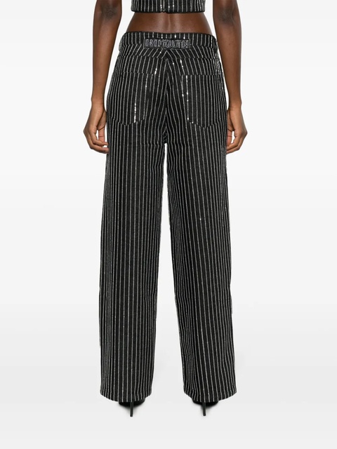 ROTATE BIRGER CHRISTENSEN sequinned striped wide-leg jeans - Black - zdjęcie produktu nr 2