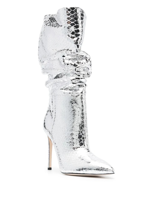 Paris Texas 105mm snakeskin-effect metallic boots - Silver - zdjęcie produktu nr 1