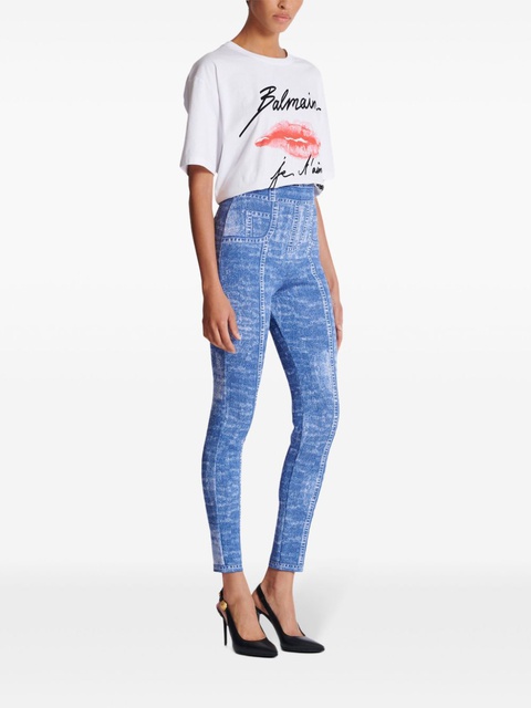 Balmain monogram-jacquard leggings - Blue - zdjęcie produktu nr 2