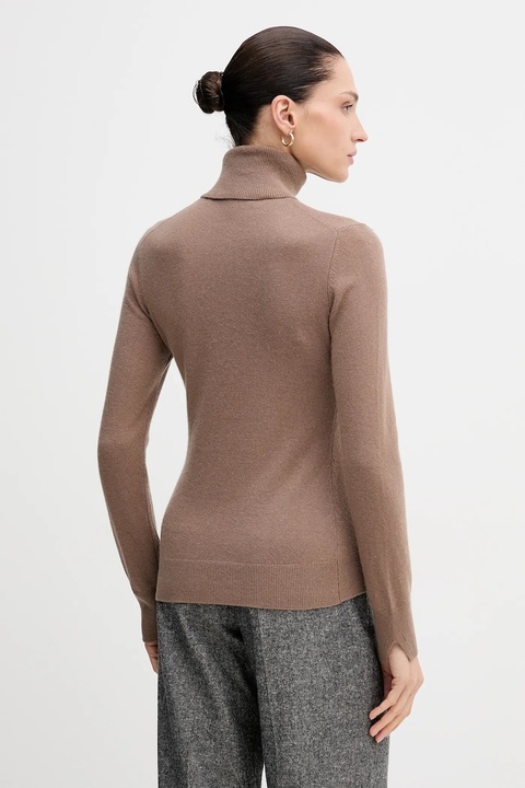 Sisley sweter z domieszką wełny damski kolor brązowy lekki z golfem 102HM2174 - zdjęcie produktu nr 2