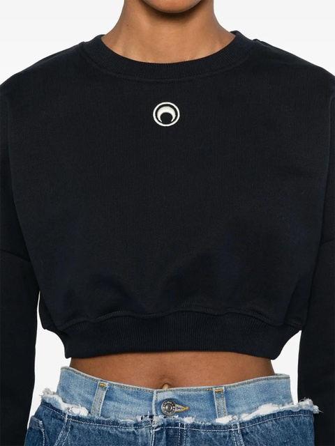 Marine Serre Moon-logo cropped sweatshirt - Blue - zdjęcie produktu nr 2