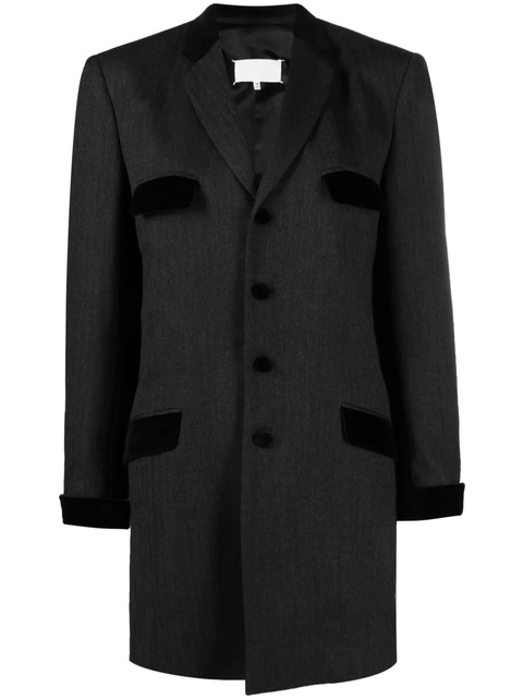 Maison Margiela velvet-trim wool single-breasted coat - Grey - zdjęcie produktu nr 1