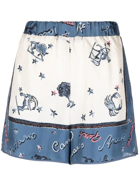 FENDI graphic-print silk shorts - White - zdjęcie produktu nr 1