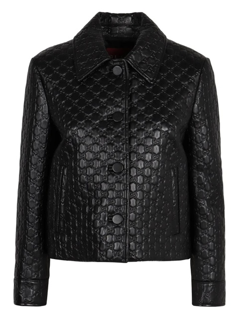 Gucci embossed-GG leather jacket - Black - zdjęcie produktu nr 1