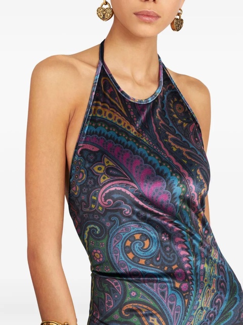 ETRO paisley-print halterneck maxi party dress - Blue - zdjęcie produktu nr 2