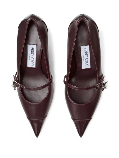 Jimmy Choo 65mm Aren pearl-embellished pointed-toe pumps - Brown - zdjęcie produktu nr 2