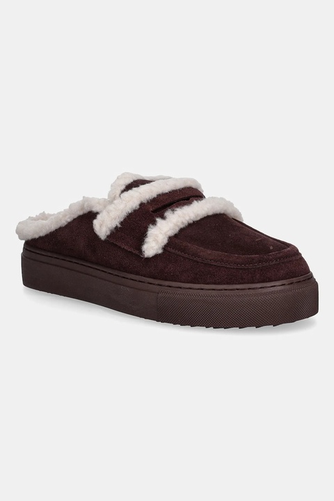 Inuikii kapcie zamszowe Mule Wool kolor czerwony 1004.017.0011.518 - zdjęcie produktu nr 1