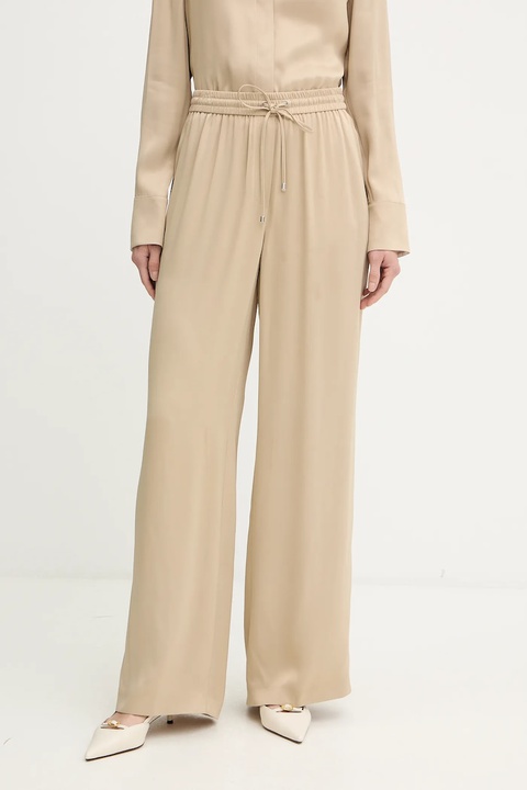 BOSS spodnie damskie kolor beżowy szerokie high waist 50541835 - zdjęcie produktu nr 1