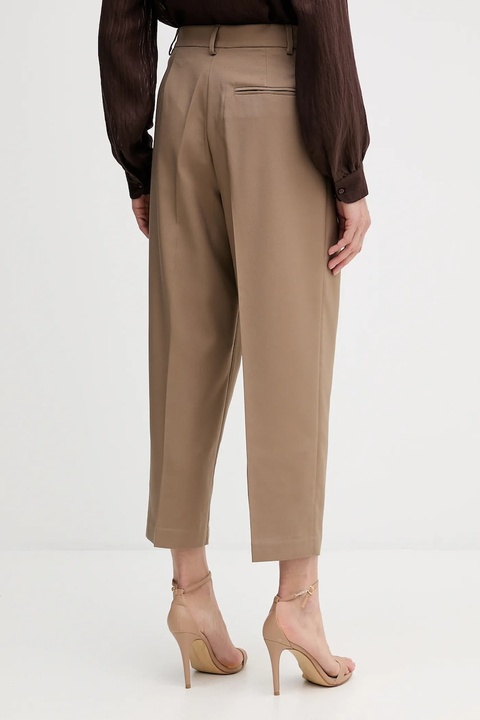 Sisley spodnie damskie kolor brązowy fason cygaretki high waist 4V99LF07S - zdjęcie produktu nr 2