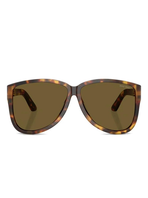 Miu Miu Eyewear tortoiseshell logo-plaque sunglasses - Green - zdjęcie produktu nr 1