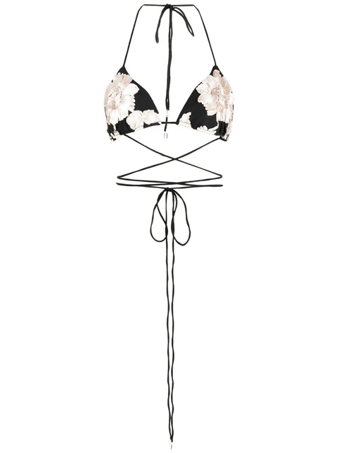 ROTATE BIRGER CHRISTENSEN floral-embroidered halterneck bra top - Neutrals - zdjęcie produktu nr 1