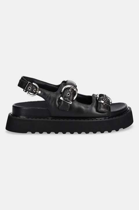 Pinko sandały skórzane Kate damskie kolor czarny na platformie SD0293 P003 Z99 - zdjęcie produktu nr 2