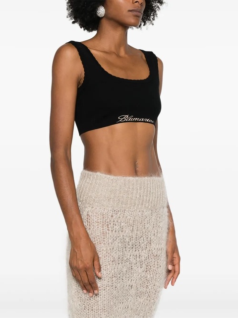 Blumarine logo-jacquard crop top - Black - zdjęcie produktu nr 2