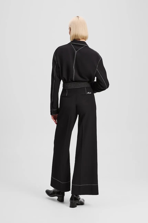Karl Lagerfeld spodnie damskie kolor czarny szerokie high waist A3W10096 - zdjęcie produktu nr 1