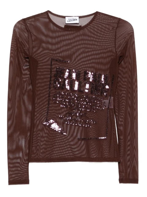 Jean Paul Gaultier sequin-embellished mesh top - Brown - zdjęcie produktu nr 1