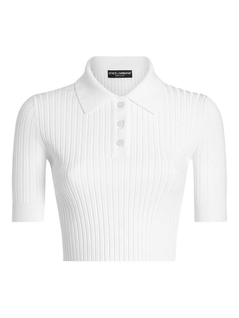 Dolce & Gabbana ribbed polo top - White - zdjęcie produktu nr 1
