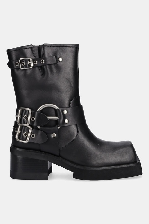 Jeffrey Campbell botki skórzane STUBBORN damskie kolor czarny na słupku C529D-E501 - zdjęcie produktu nr 2