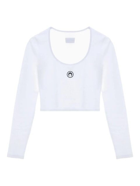 Marine Serre logo-embroidered round-neck top - White - zdjęcie produktu nr 1