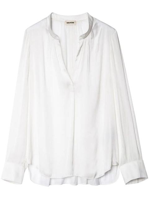 Zadig&Voltaire gathered-detail satin-weave blouse - White - zdjęcie produktu nr 1