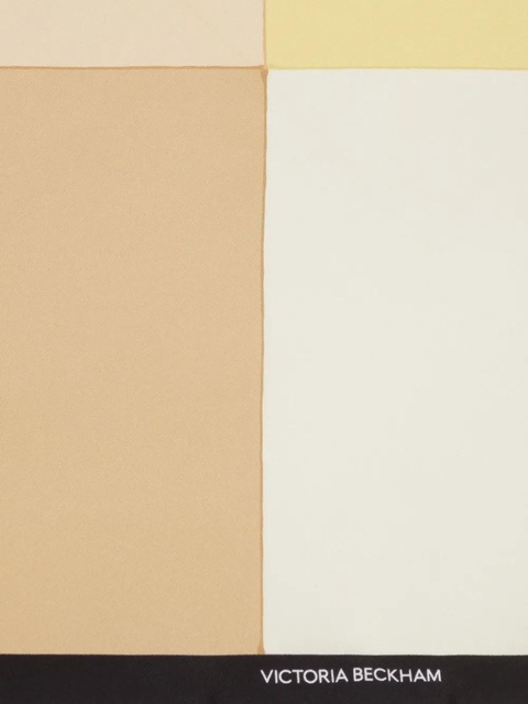 Victoria Beckham colour block-print silk scarf - Neutrals - zdjęcie produktu nr 1
