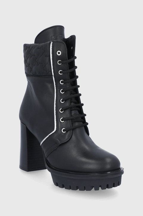 Karl Lagerfeld Botki skórzane Voyage IV KL30140.Black.Lthr damskie kolor czarny na słupku - zdjęcie produktu nr 2