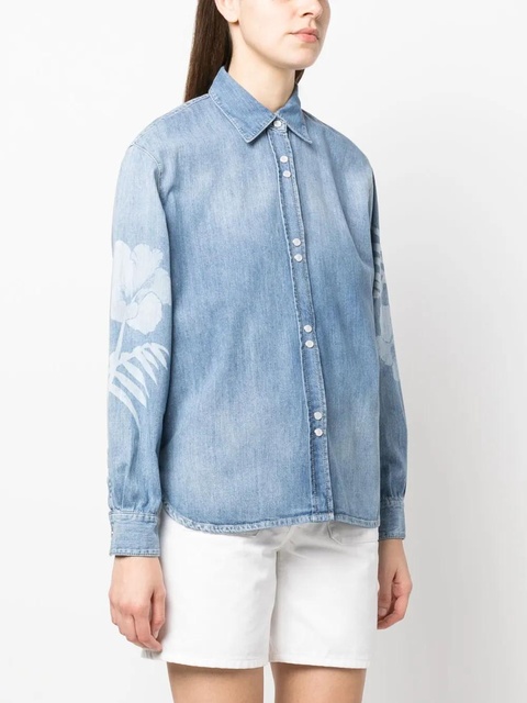 PINKO Gufare floral-print denim shirt - Blue - zdjęcie produktu nr 2