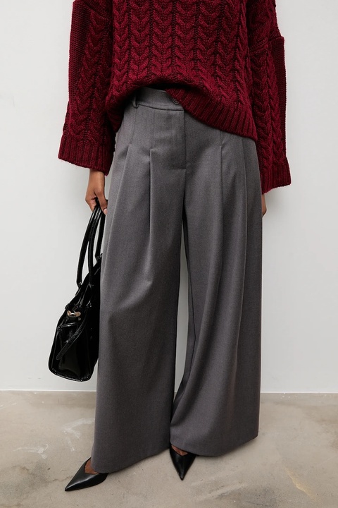 Answear.LAB spodnie damskie kolor szary szerokie high waist - zdjęcie produktu nr 1