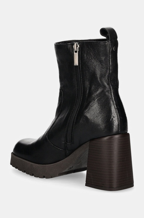 Medicine botki skórzane damskie kolor czarny na słupku - zdjęcie produktu nr 1