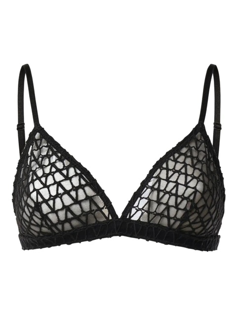 Valentino Garavani logo-pattern triangle bra - Black - zdjęcie produktu nr 1