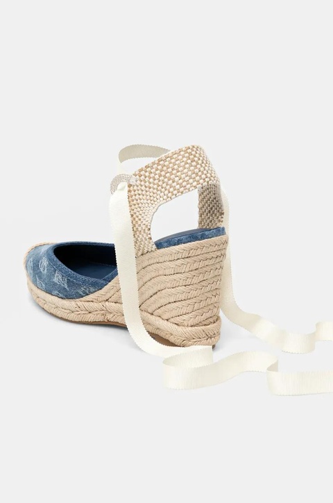 Guess espadryle CYRENA kolor niebieski na koturnie FLJCYR DEN04 - zdjęcie produktu nr 2