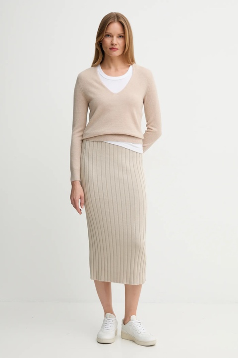United Colors of Benetton sweter wełniany damski kolor beżowy lekki 1002D401Y - zdjęcie produktu nr 2