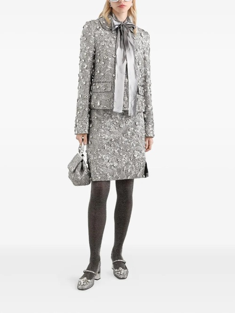 Dolce & Gabbana floral-jacquard single-breasted jacket - Silver - zdjęcie produktu nr 2
