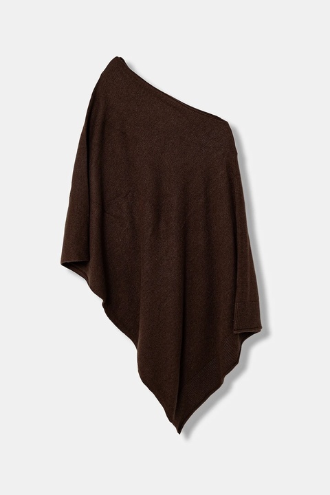 United Colors of Benetton poncho z domieszką wełny kolor brązowy 1235DU01A - zdjęcie produktu nr 1